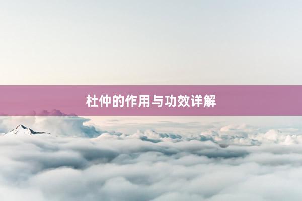 杜仲的作用与功效详解